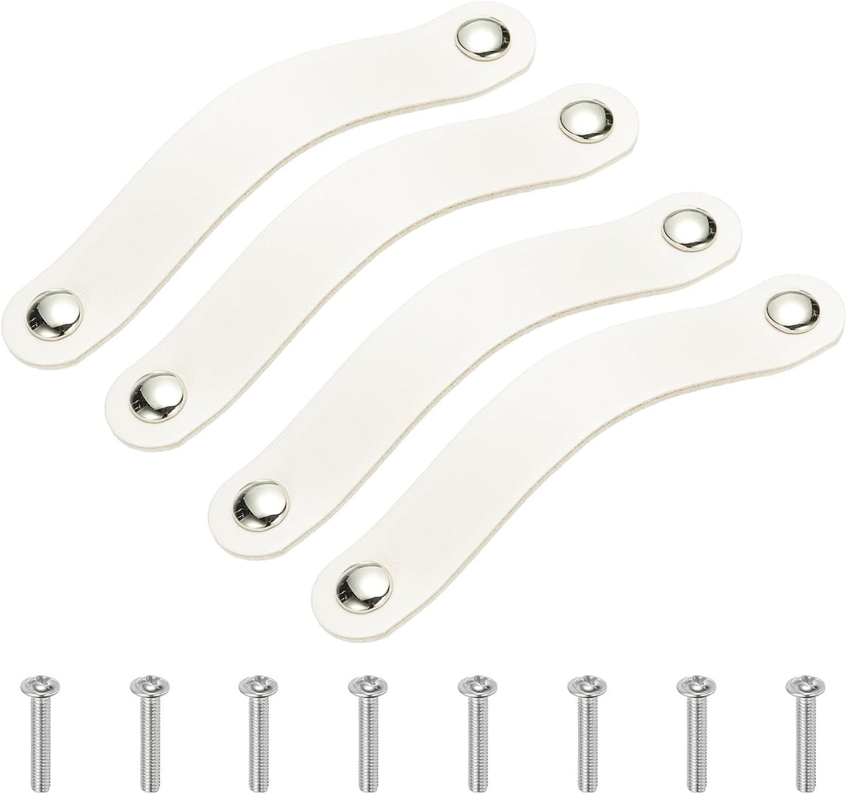 ya 26 10.21 baidi 4 Pcs Leather Drawer Pull Double Hole Leather Handle with Screws White
