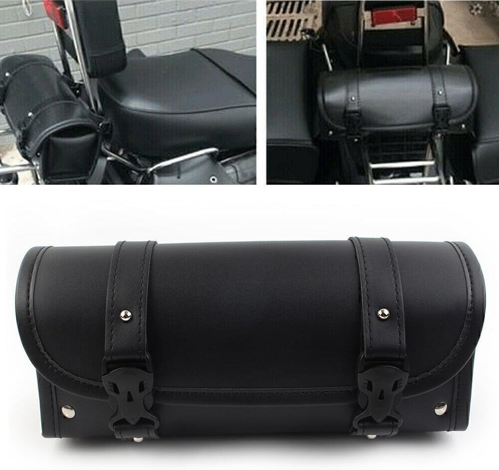 ya 11 9.14 baidiUniversal Black PU Leather Motorcycle Side Saddle Bags Storage Fork Tool Pouch