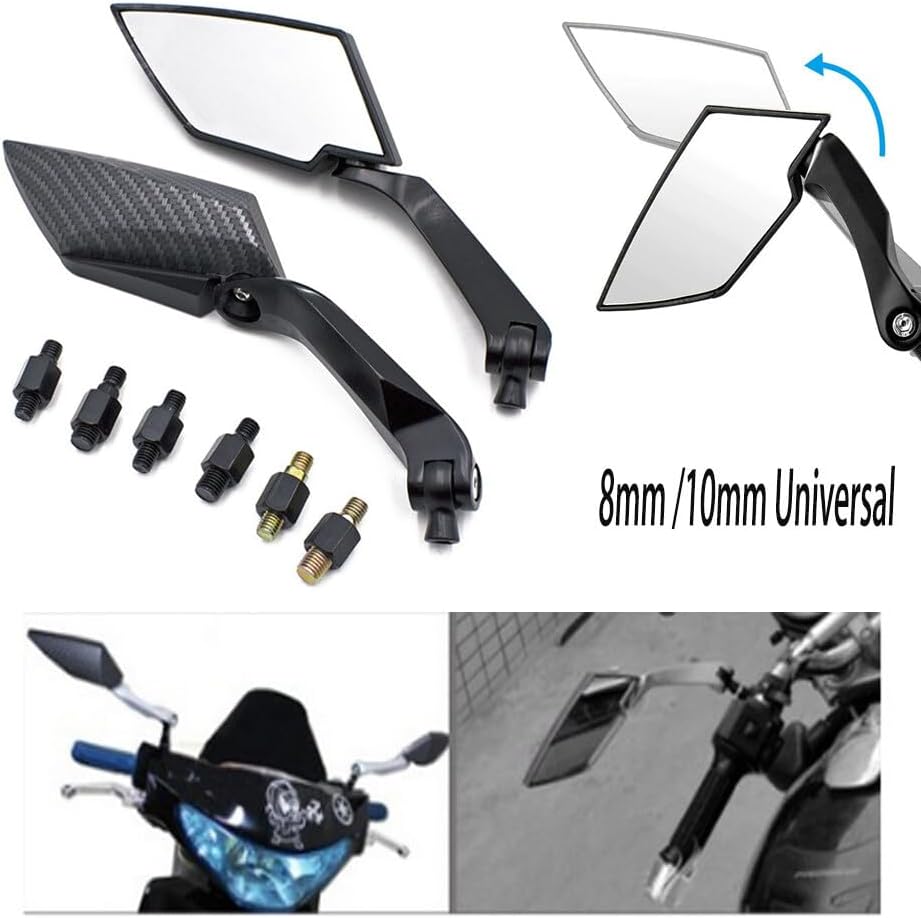 ya 13 9.15 baidi 2X 8mm/10mm Universal Carbon Motorcycle Motorbike Rearview Rear View Side Mirror