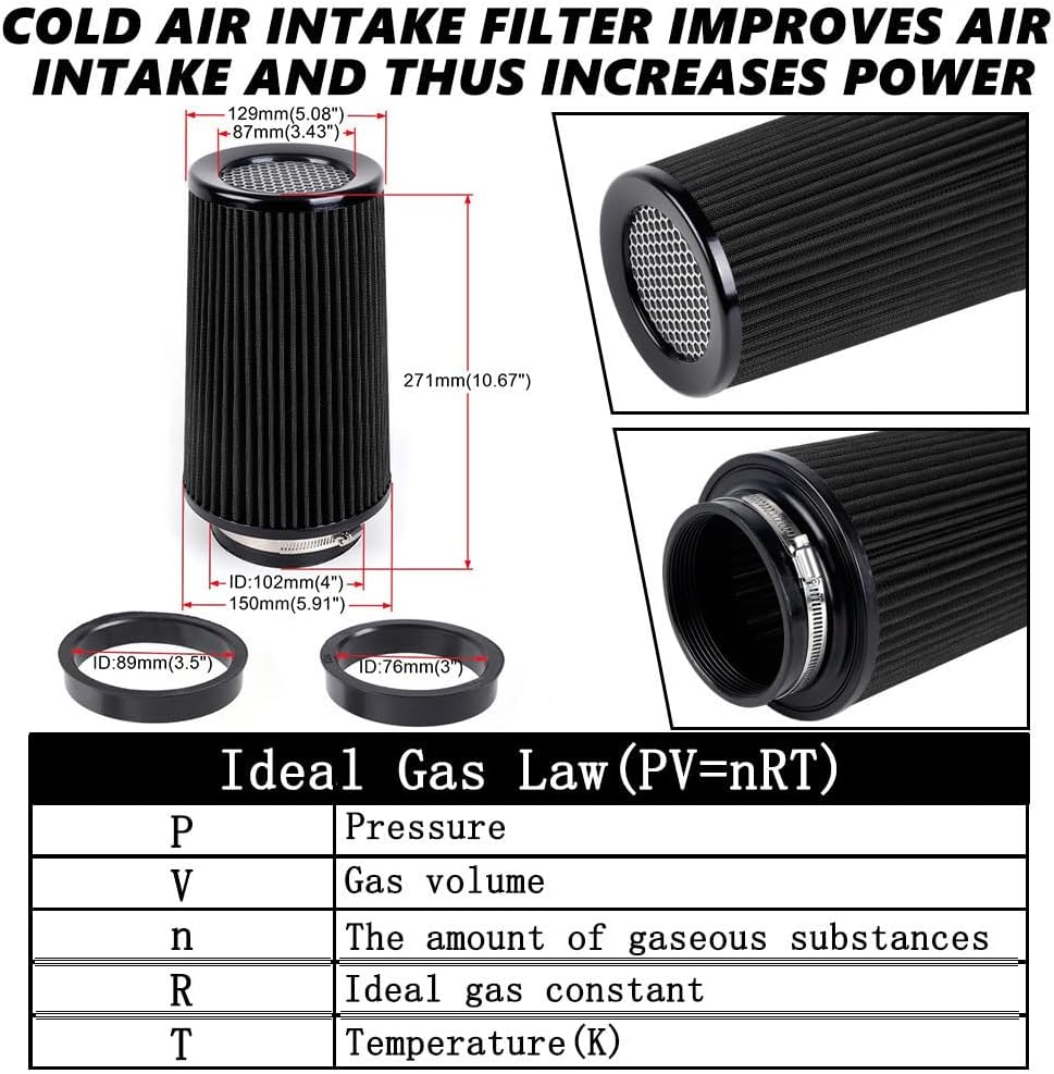 ya 13 9.15 baidi 3, 3.5, 4, 10.5 Tall Black Per for MAN ce High Flow Cold Air Intake Air Filter