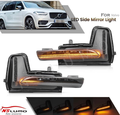 ya 7 8.24 baidi Dynamic Smoked Amber LED Side Mirror Lights for 2016-2021 for Volvo XC90 XC60 V90 S90 