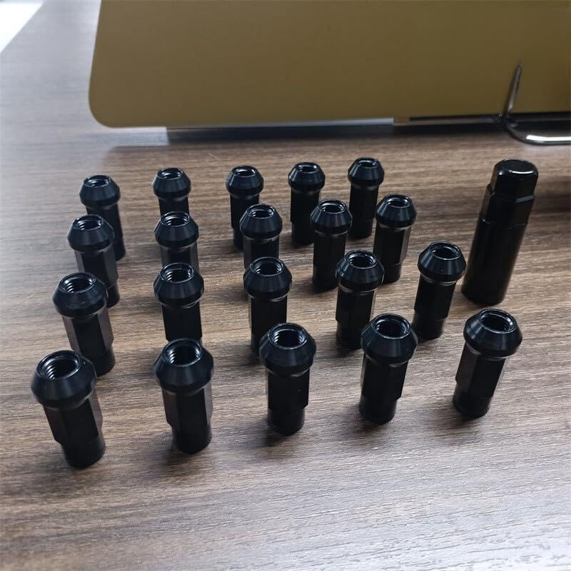 ya 10 9.16 baidi 20pcs M12x1.5 Lug Nuts 48mm Steel Open End Wheel Nuts Bolts w/Socket Key Black