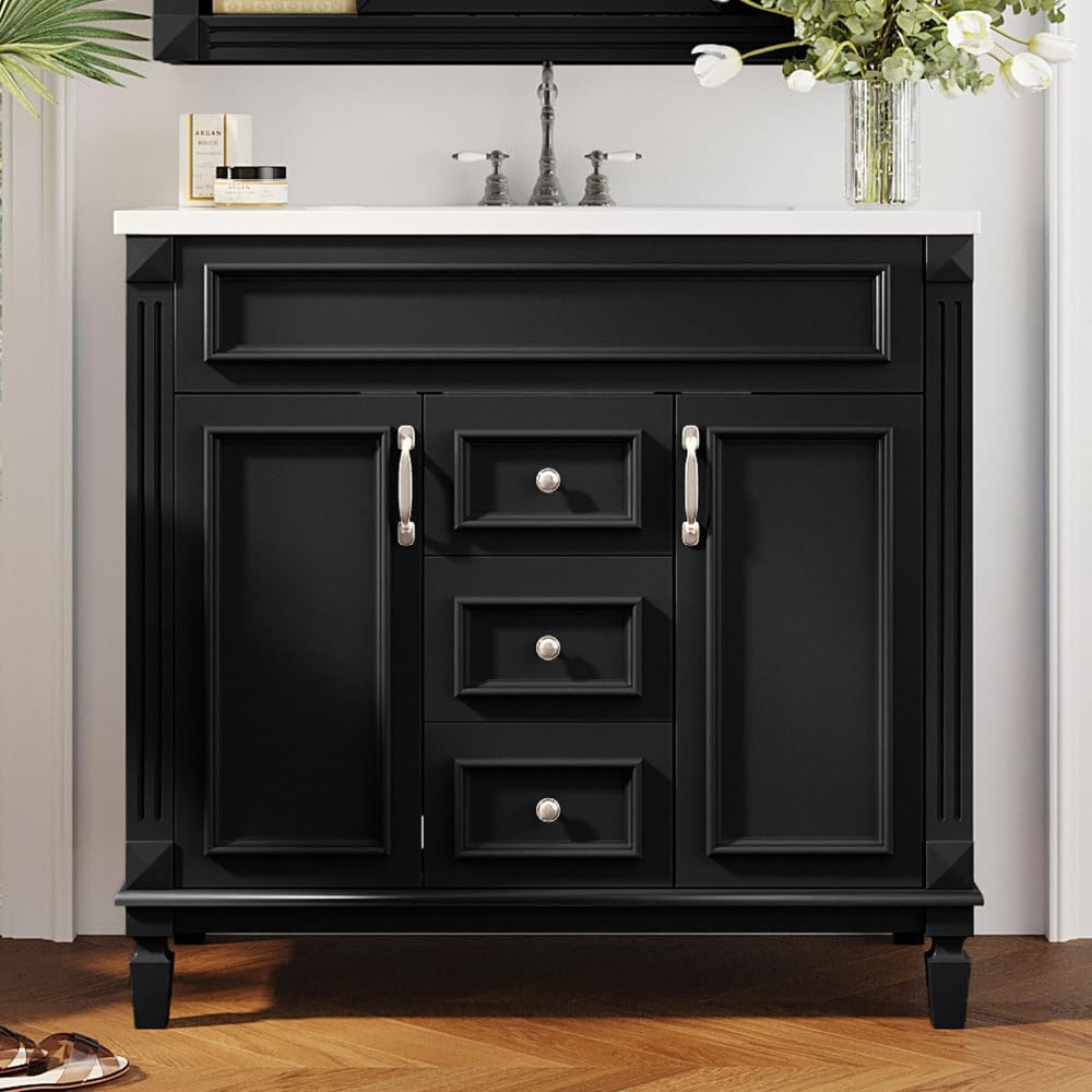 ya 28 10.13 baidi Modern Bath Vanity 36 w/Sink, 2 Soft-Close Doors & 2 Drawers