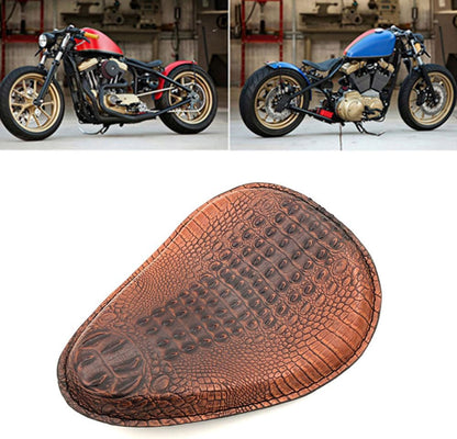 ya 4 8.8.2 Brown Crocodile PU Leather Solo Drive for Seat for Harley Chopper Bobber Custom