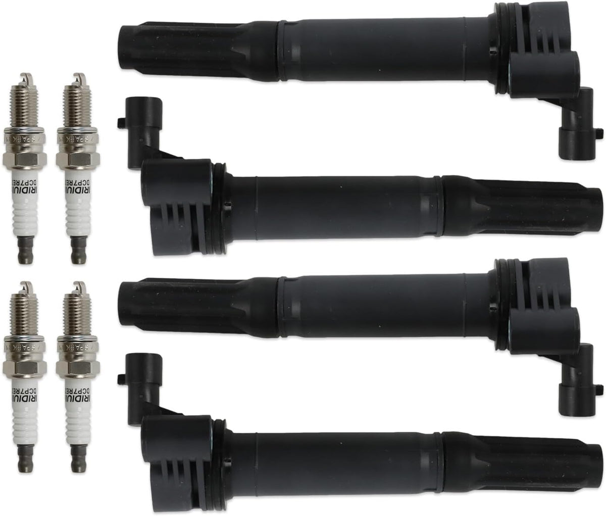 ya 9 10.24 4pcs ignition coils+ 4pcs Iridium Spark Plugs for Fiat 500 2012-2017 UF649 97637