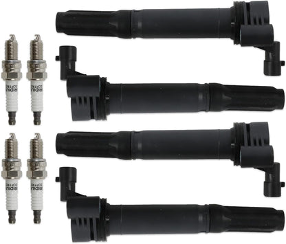 ya 9 10.24 4pcs ignition coils+ 4pcs Iridium Spark Plugs for Fiat 500 2012-2017 UF649 97637