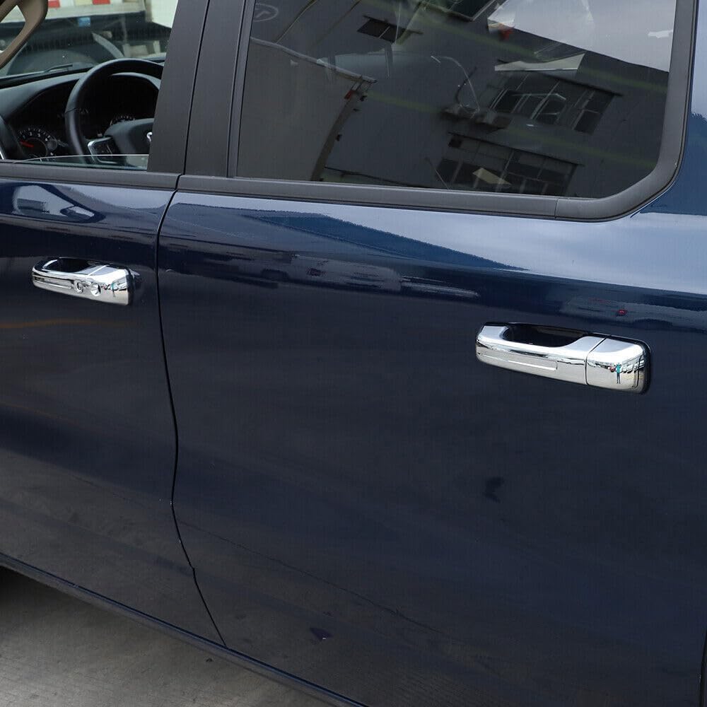 ya 5 8.10 Exterior Door Handle Decor Cover Trim for Dodge for Ram 1500 18+ Chrome High-Version