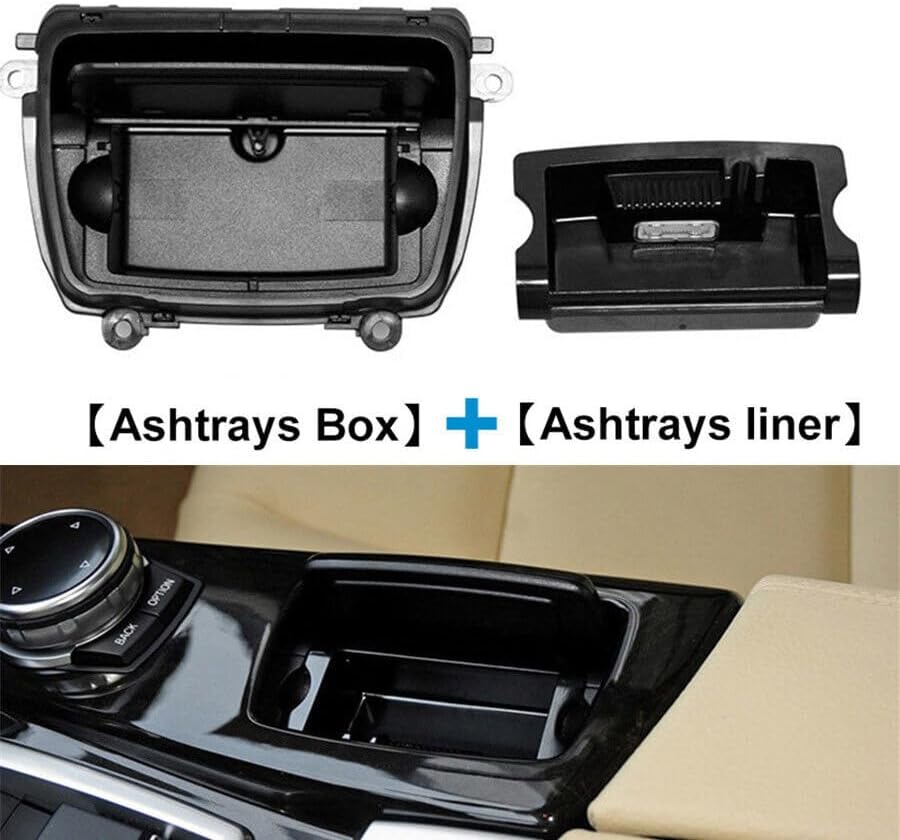 ya 8 8.24 baidi Front center console ashtray protective cover shell+coil black ABS suitable for BMW 5 series F10 F11