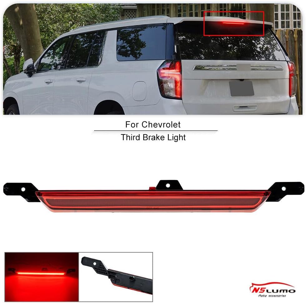 ya 7 8.24 baidi High Mount Red Lens LED Third Brake Light for 2021-2024 for Chevrolet Suburban/Tahoe 