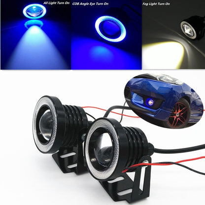 ya 13 9.15 baidi 2x Car Fog Light Running Lamps Blue/White COB Halo 3 Angel Eye Ring Hawkey