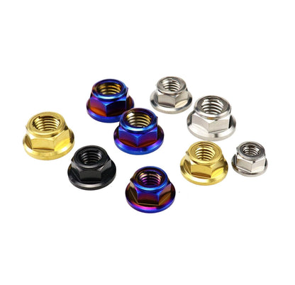 ya 15 10.19 baidi 6pcs Titanium Nuts M6 M8 M10 M12 Flange Hex Ti Alloy Nut with Metal Lock Grade 5-2