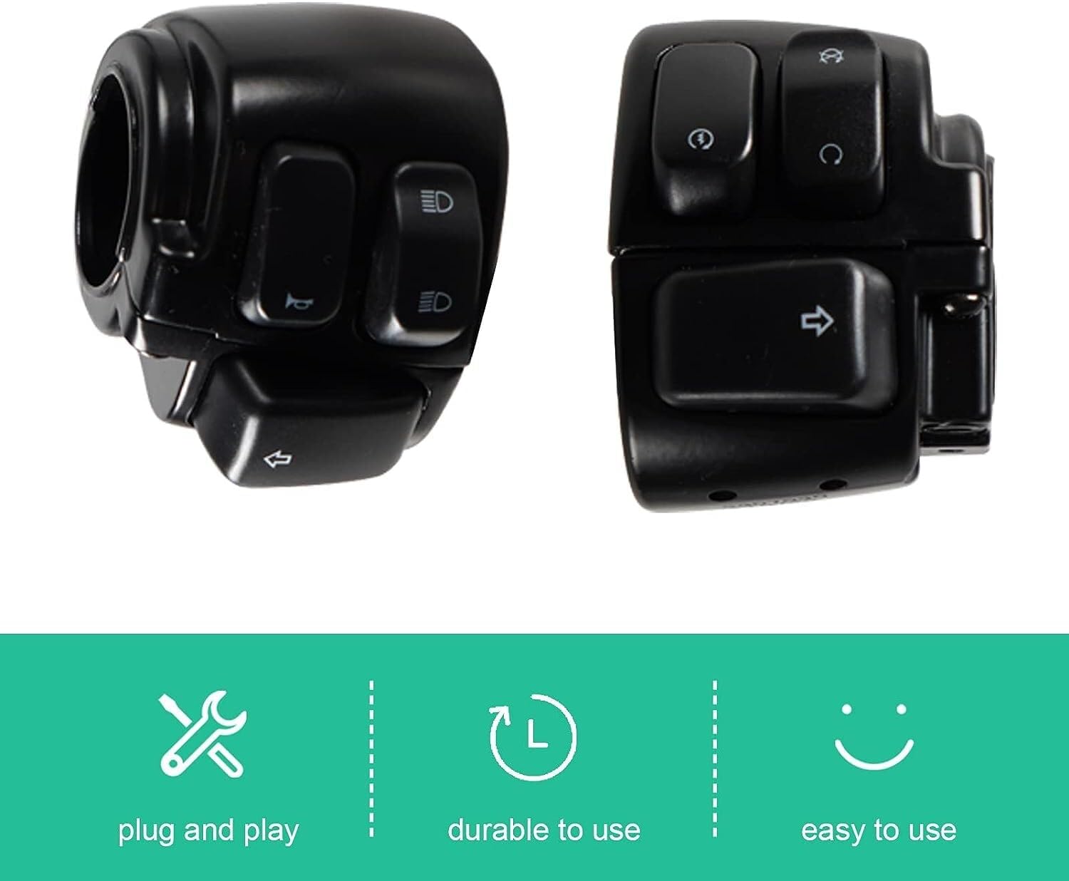 ya 4 8.14 1 Motorcycle Handlebar Control Switches w/Wiring Harness Kit for Harley Black
