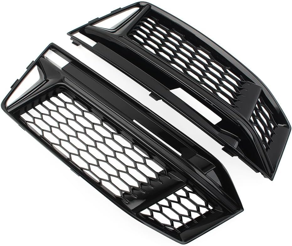 ya 14 9.20 zhengce 2x Bumper Honeycomb Fog Light Grille Cover for Audi A4 B9 S4 2016-2018-1