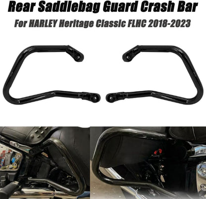 ya 4 8.8.2 Rear Saddle Bag Crash Barrier Black Suitable for Harley Heritage Classic FLHC 2018-2023