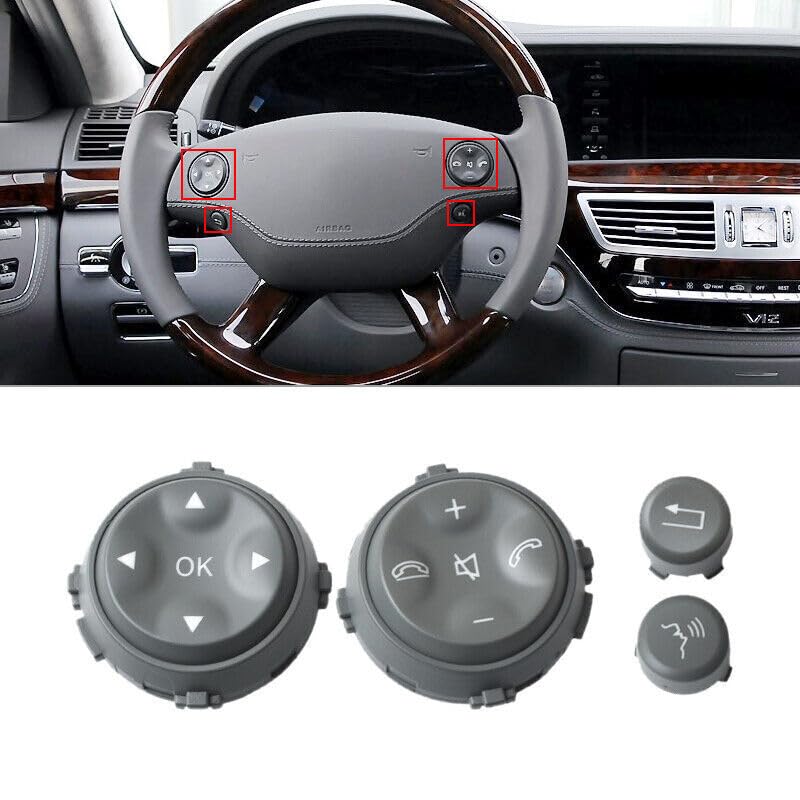 ya 6 8.24 baidi 4pcs Steering Wheel Switch Buttons for Mercedes-Benz W221 S Class 2006-2009 Acc