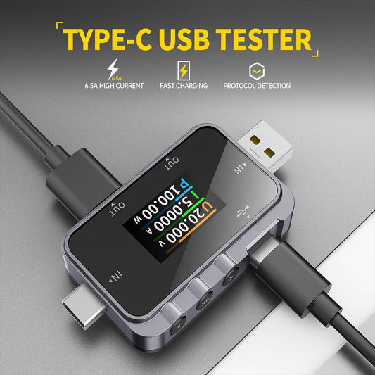 ya 16 10.20 baidi FNIRSI FNAC-28 6.5A Type-C USB/A Tester Digital Voltmeter Voltage Current Tester
