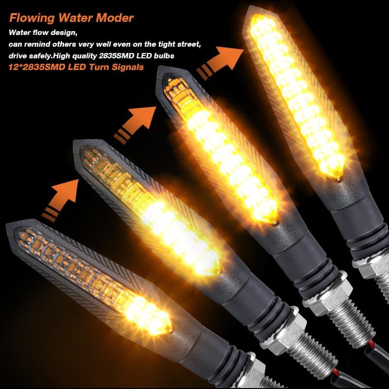 ya 11 9.14 zhengce 4x Sequential LED Motorcycle Turn Signal Indicator Amber Blinker Light Univ