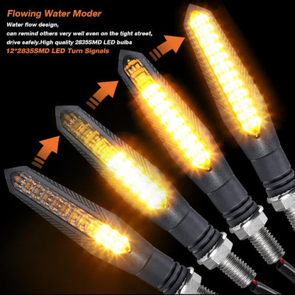 ya 11 9.14 zhengce 4x Sequential LED Motorcycle Turn Signal Indicator Amber Blinker Light Univ