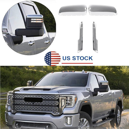 ya 4 8.14 Top&Side Mirror Cover Caps for Chevy Silverado for GMC for Sierra HD 2500 3500 2020-2023