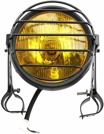 ya 4 8.14 6.5 Retro Motorcycle Headlight Grill Side Mount Cover W/Bracket For Cafe Racer