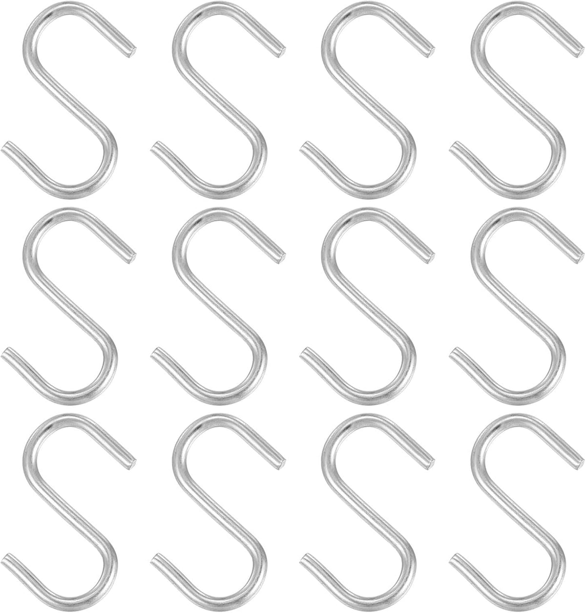 ya 26 10.21 baidi 1 S Shaped Hooks, 12 Pack Multipurpose S Hanging Hooks, Silver Tone