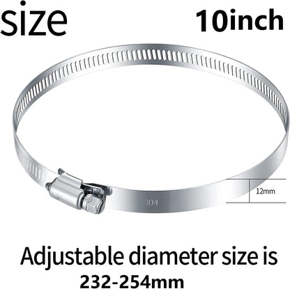 ya 11 9.14 baidi6 Pieces Stainless Steel Hose Clamps 10 Inch Worm Gear Hose Clamps Pipe Clamps Jubilee Clamps -
