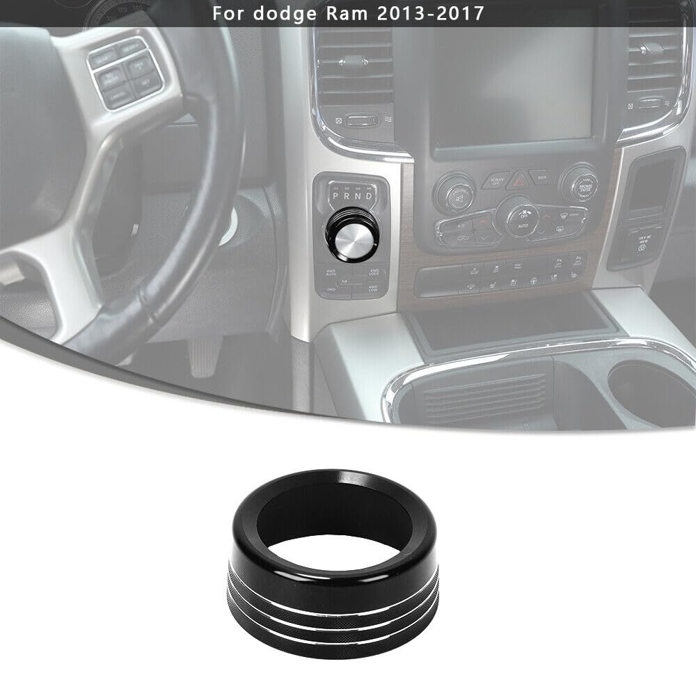 ya 4 8.24 baidi Interior Gear Shift Switch Knob Cover Trim Ring for Dodge for Ram 1500 2013-17 Black