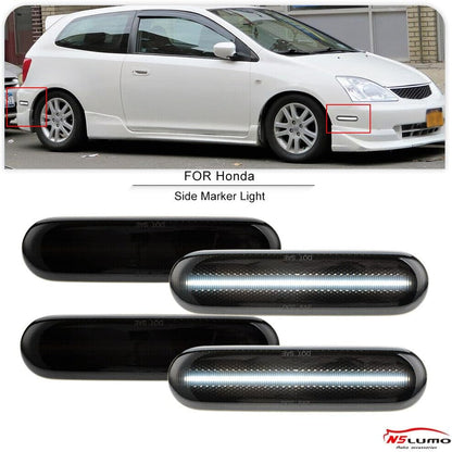 ya 7 8.24 baidi 4 Pack LED Smoked Side Marker Lights for 02-05 for Honda for Civic 7th Generation Si/SiR Hatchback 