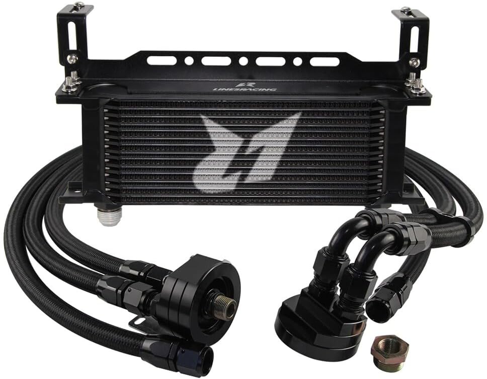 ya 12 10.8 baidi LR 15 Row AN10 Oil cooler w/Bracket + Filter Relocation Adapter Hose Kit Black