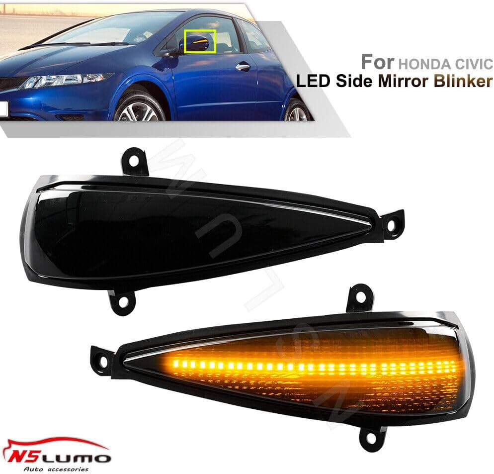 ya 7 8.24 baidi Smoked LED Side Mirror Turn Signal Lights for 2006-2011 for Honda for Civic MK8 Hatchback 