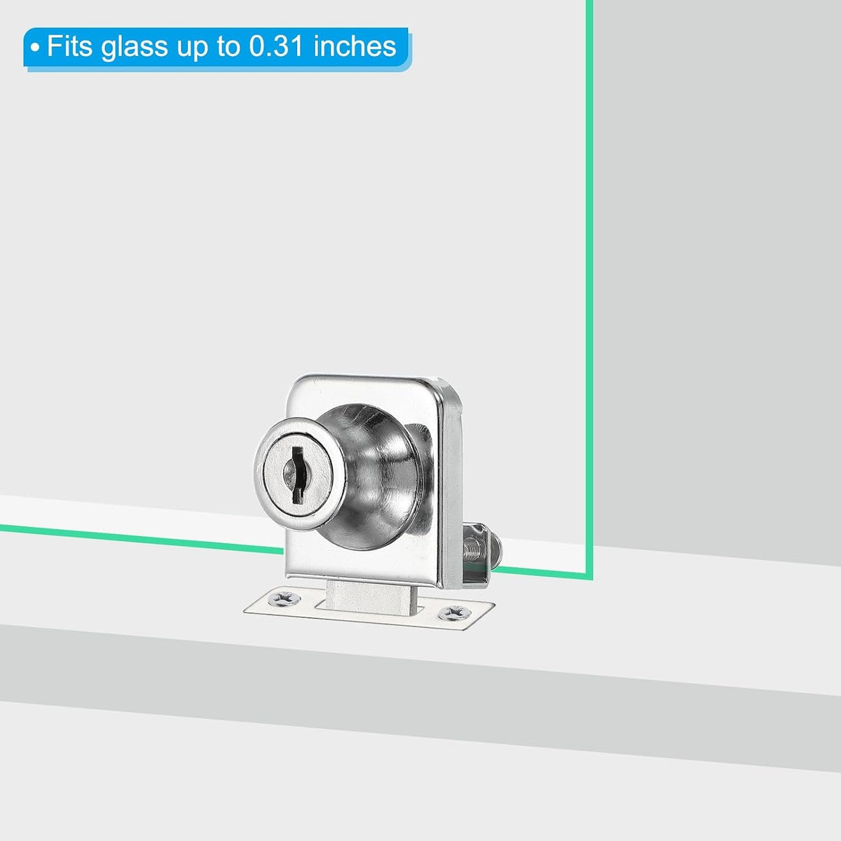ya 26 10.21 baidi Glass Cabinet Lock, Keyed Different Single Swing Showcase Lock Thickened, Silver-2