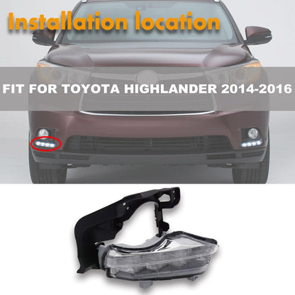 ya 7 8.24 baidi Right LED Front Bumper Fog Light Driving Lamp for Toyota HIGHLANDER 2014-2016