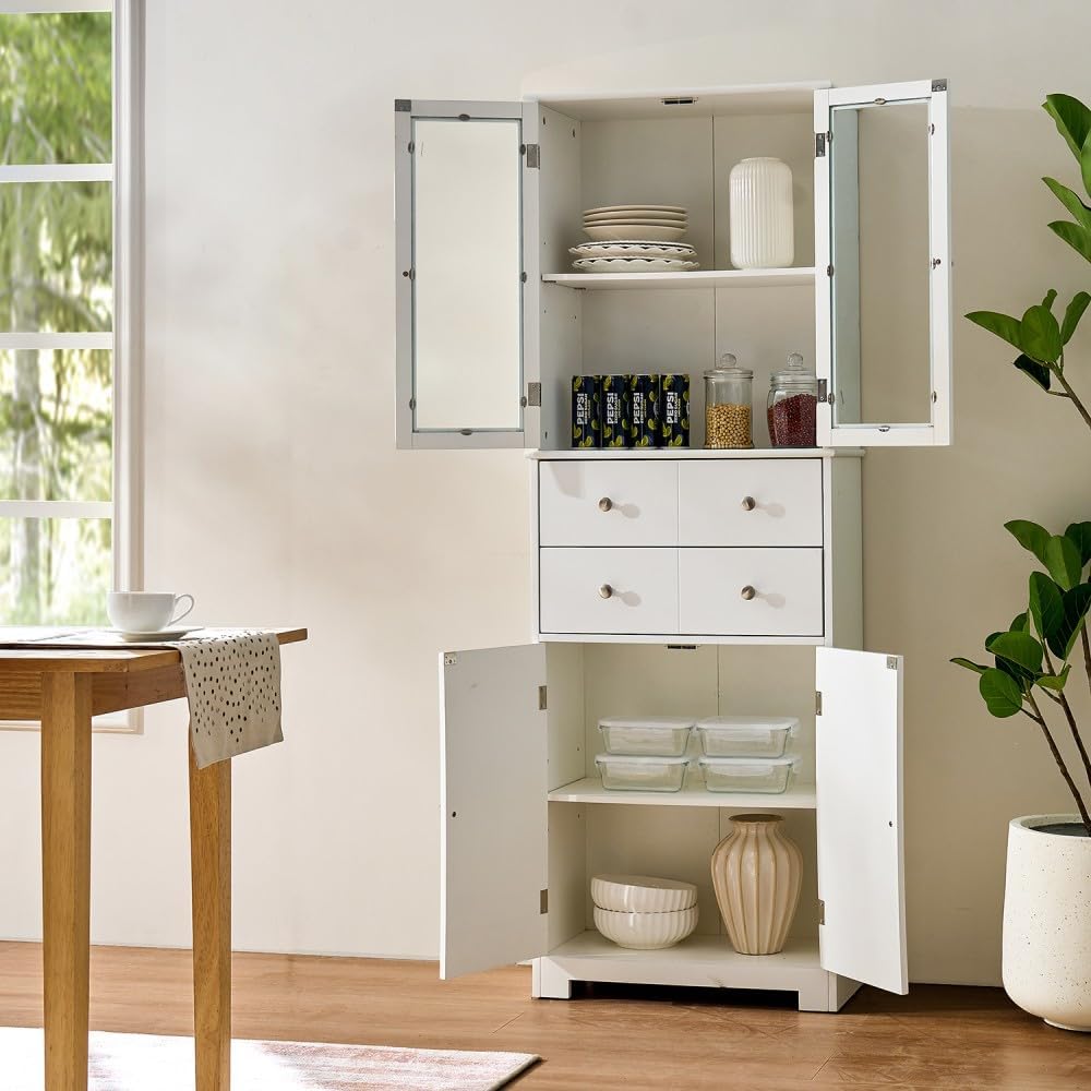 ya 28 10.13 baidi For Kitchen 67 Tall Kitchen Pantry Cabinet White ¨C Doors+Shelves+Drawer St
