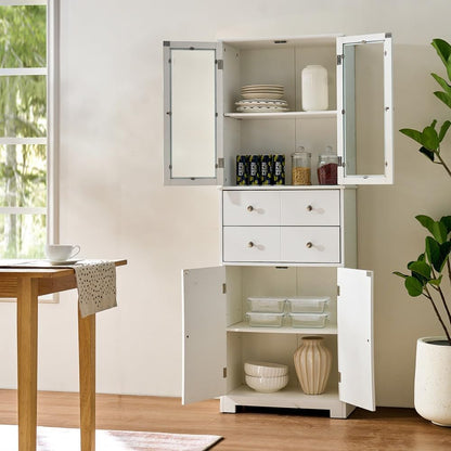 ya 28 10.13 baidi For Kitchen 67 Tall Kitchen Pantry Cabinet White ¨C Doors+Shelves+Drawer St