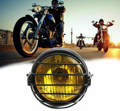 ya 4 8.14 Motorcycle 6.5 Grill Headlight Amber Hi/Low For Harley Bobber Chopper