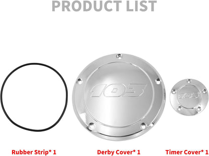 ya 4 8.14 All Chrome 103 Derby Timing Timer Cover Fit for Harley Dyna Softail FXS Touring
