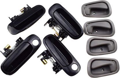 ya 2 8.15 Black Outdoor + Gray Interior Door Handle 8 Pieces for Toyota for Corolla 1998-2003