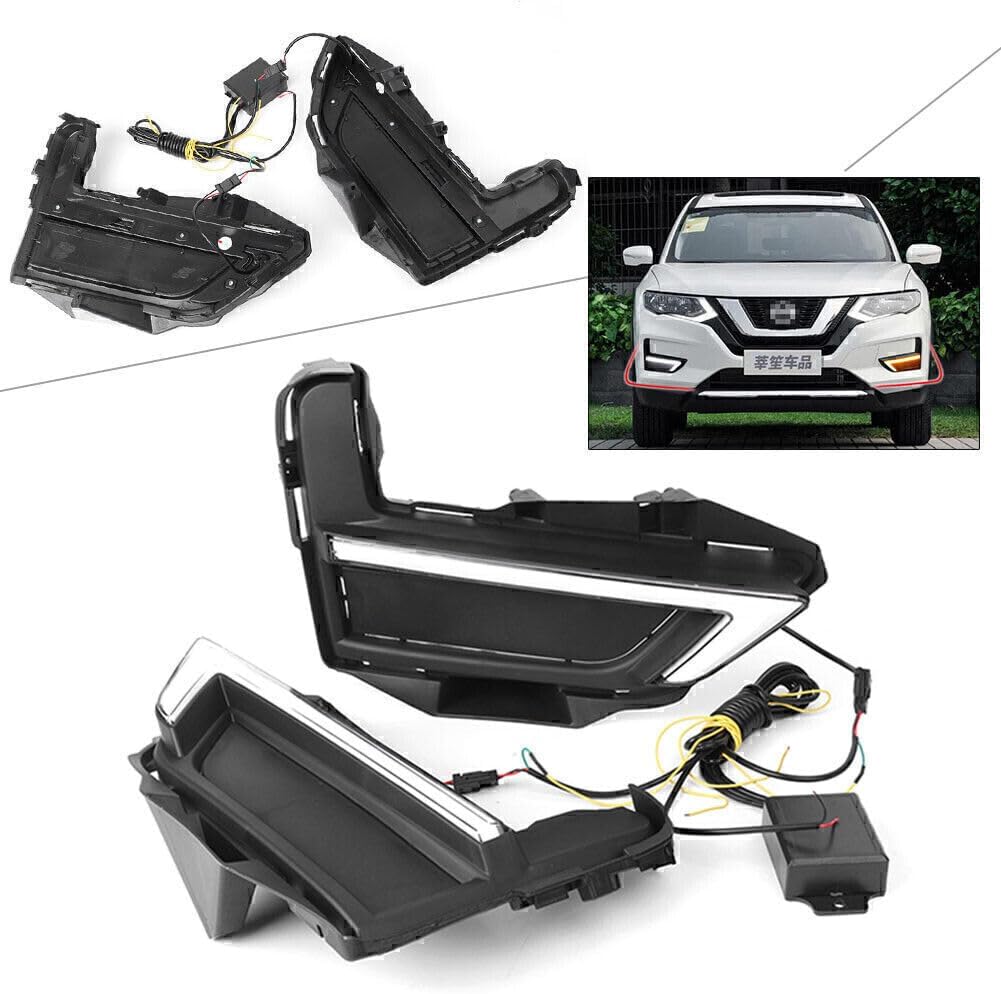 ya 4 8.8 Fit for Nissan Rouge X-trail 2017-18 LED Daytime Running Light Fog Lamp Turn Signal