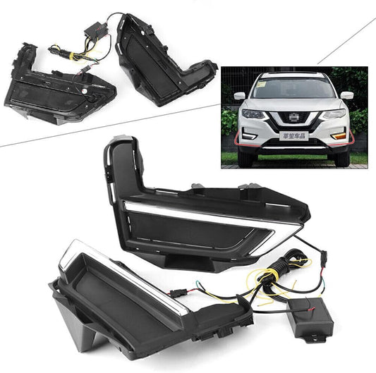ya 4 8.8 Fit for Nissan Rouge X-trail 2017-18 LED Daytime Running Light Fog Lamp Turn Signal