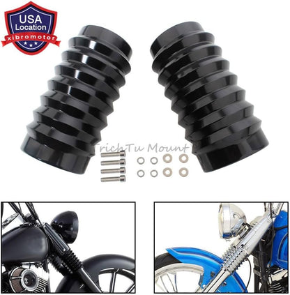 ya 6 8.24 baidi 2x Metal Black Upper Fork Boot Slider Cover for Harley Heritage Softail Fat Boy