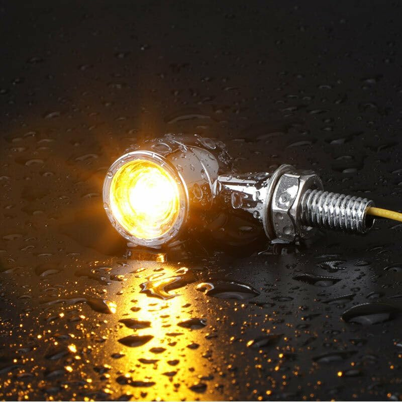 ya 4 8.14 Pair Chrome Motorcycle for Mini Turn Signal Light Blinker LED For Harley Bobber Cafe