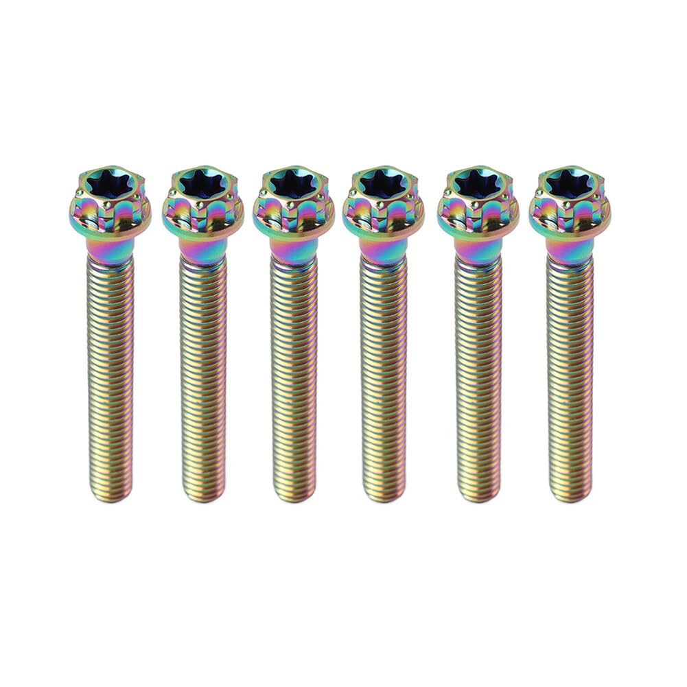 ya 9 10.24 6pcs Bolts Torx Head Flange Screws M8x50mm Rainbow for Motorcycle Bike
