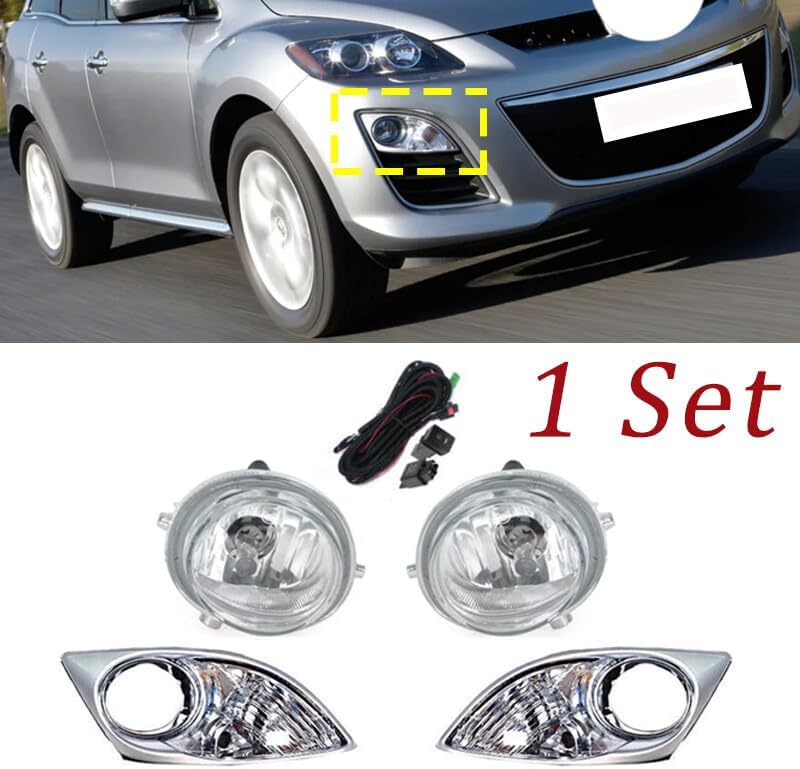 ya 9 10.24 1 Set Front Fog Light Driving Lamp With Wire Switch Kit for Mazda CX-7 2010-2012