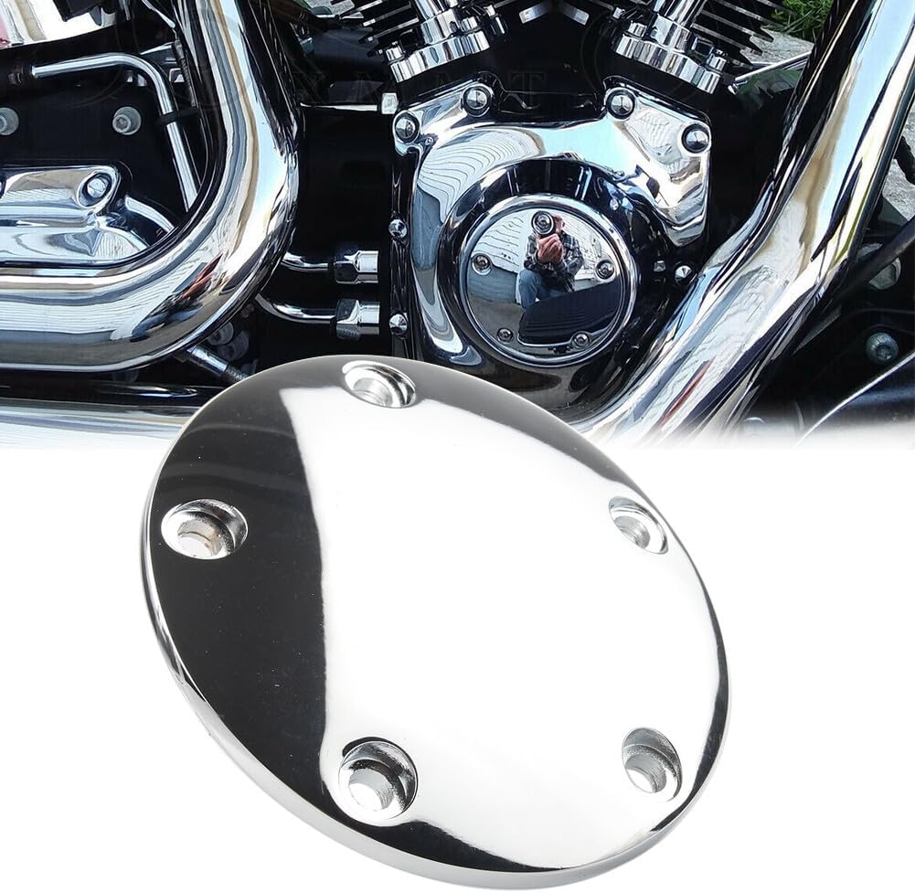 ya 4 8.14 Chrome Domed Timing Points Cover for Harley Twin Cam Softail Dyna Touring 99-17