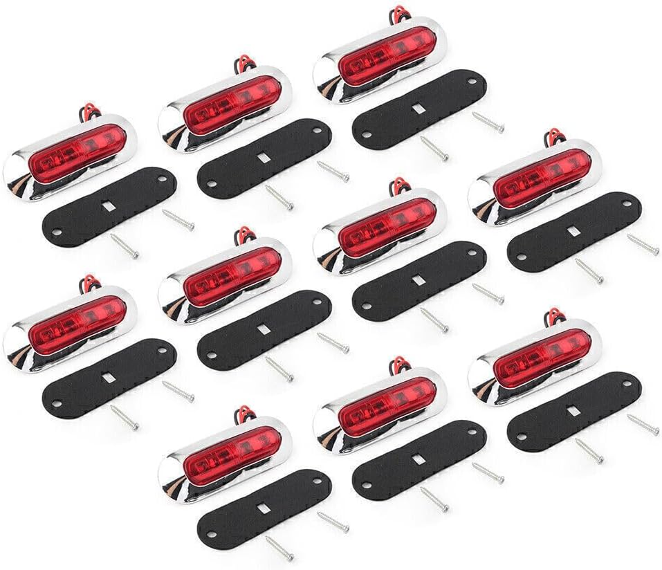 ya 13 9.15 baidi 10pcs LED Side Clearance Marker Red Light For Car Truck Trailer Pickup 12V