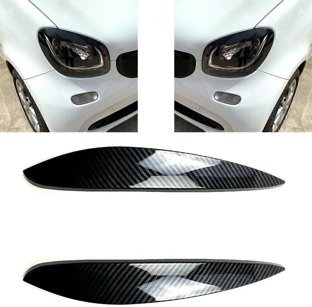ya 4 8.14 for Mercedes-Benz for Smart 14-Later Carbon fiber Headlight Eyelid Lid Eyebrow Trim