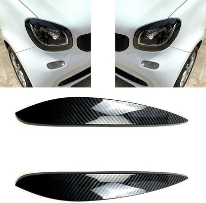 ya 4 8.14 for Mercedes-Benz for Smart 14-Later Carbon fiber Headlight Eyelid Lid Eyebrow Trim