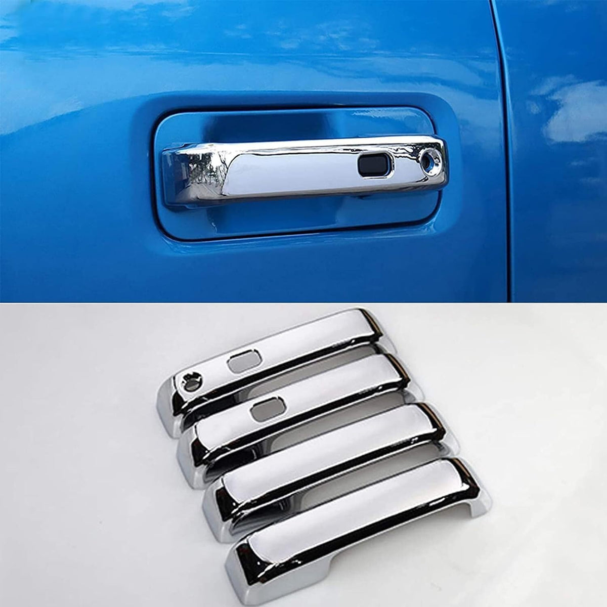 ya 10 9.16 baidi for 2015-2020 for Ford F150 Chrome 4PC Door Handle Cover Cap W/O for Smart Keyhole 4pcs