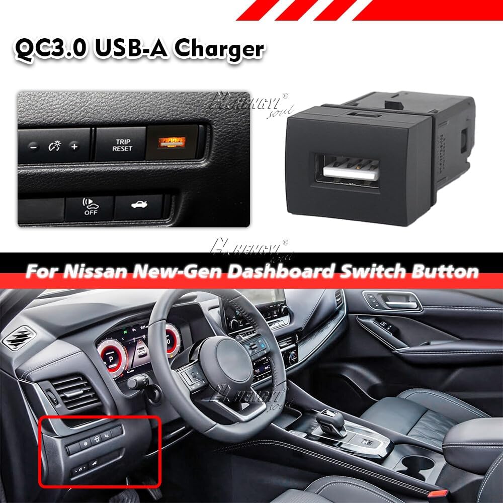 ya 13 9.15 baidi For for Nissan Sentra for Altima Qashqai Switch Button Convert USB-A QC3.0 Port Socket