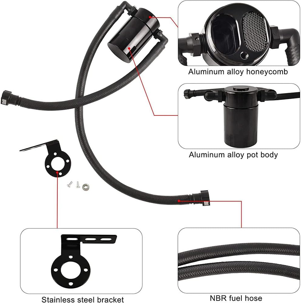 ya 4 8.14 For 19-22 for Chevy for Silverado for GMC for Sierra 5.3L Oil Catch Can Tank Oil Separator Black